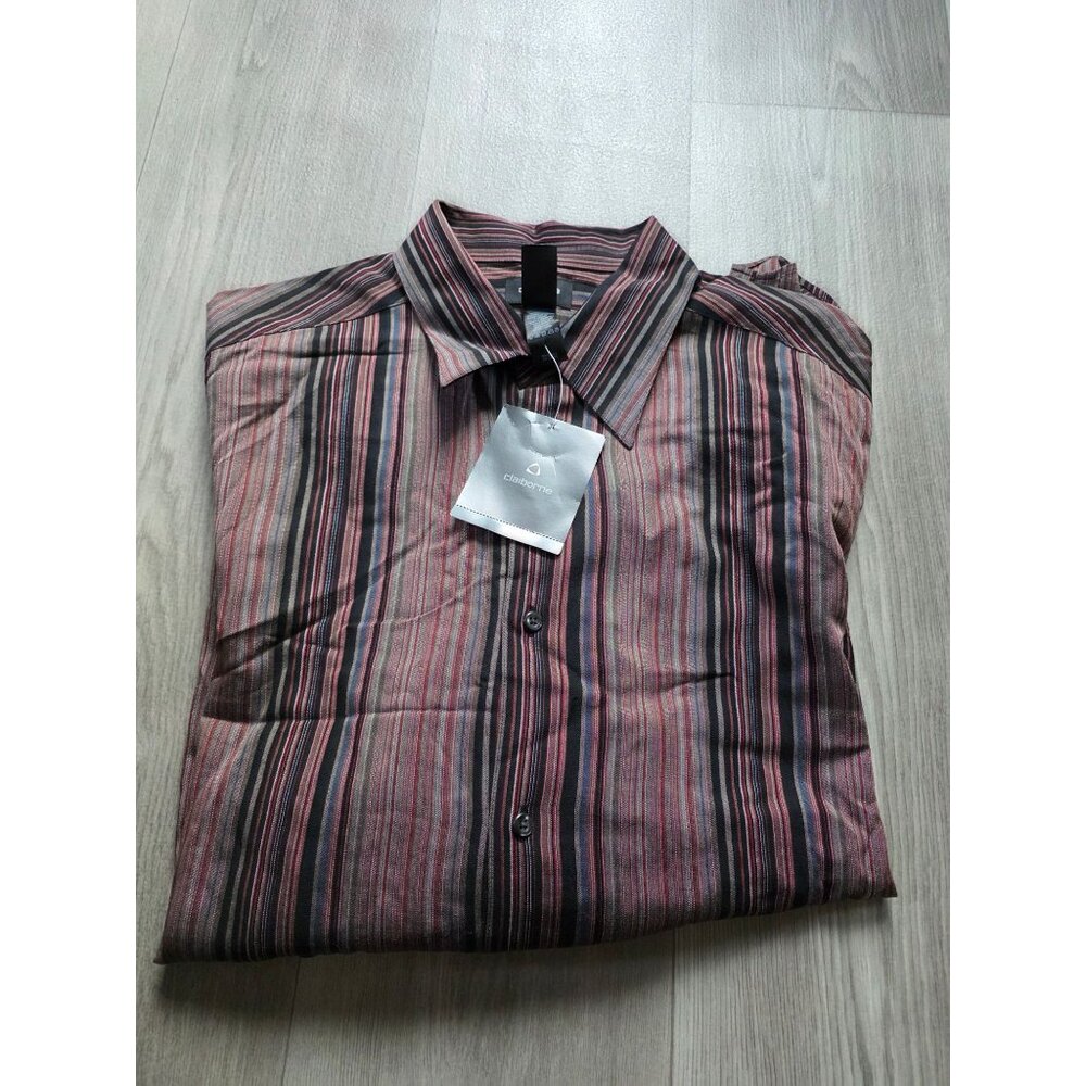 Claiborne Mens XL Long Sleeve Button-Up Shirt Striped Pattern New With Tags